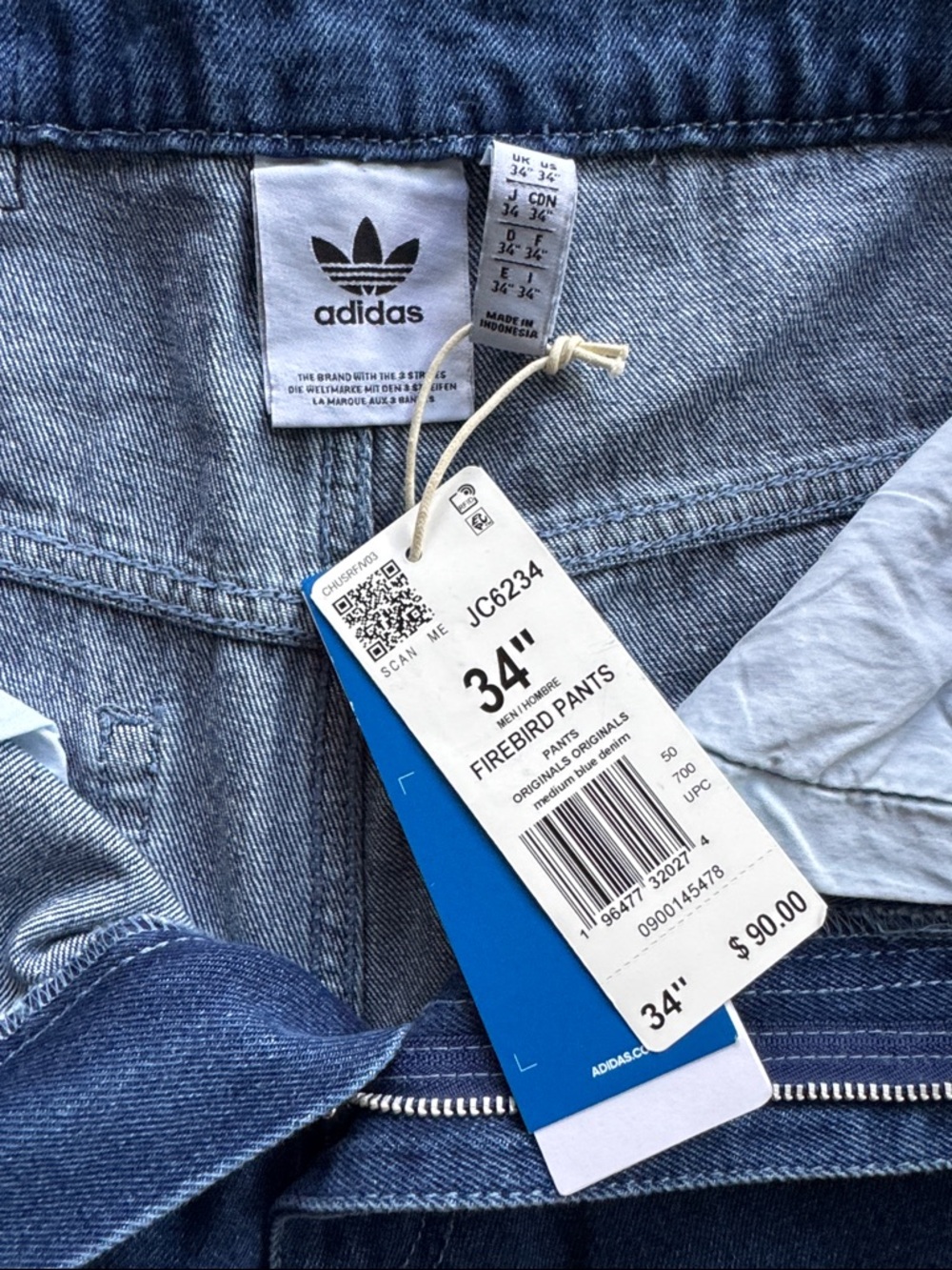 adidas Adicolor Firebird Pants Medium Blue Denim Size 34 - Picture 12 of 16